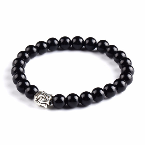 Buddha Natural Stone Beads Bracelet (Black)