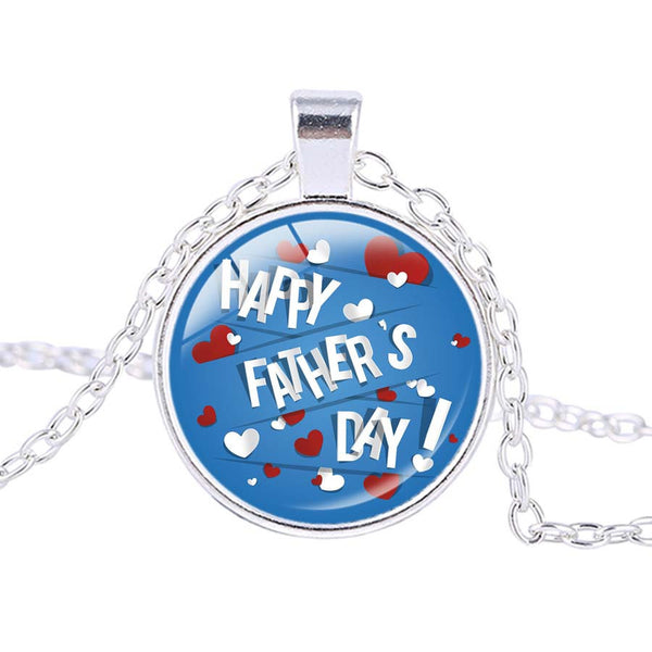 [Happy Father's Day] Necklace Personalized Fathers Day Pendant Jewelry Silver Plated Necklace for Father's Day Gifts